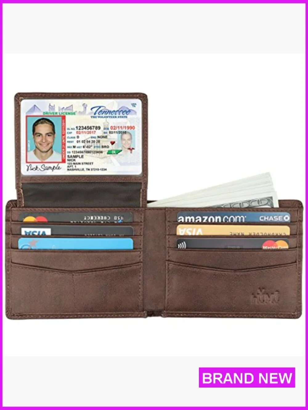 Genuine Leather RFID Blocking Bifold Wallet Classic Men's Accessory Stylish